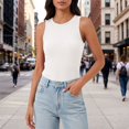 thumbnail image 4 of WHEANG 2026 New Ribbed Sleeveless Tank Top for Women High Neck Slim Fit Basic Blouse Daily Outfits Casual Vest Shirts Keeps Cool All-Day Comfort Summer Tops for Women(Color White Size 2XL), 4 of 5
