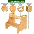 thumbnail image 5 of Utoplike Bamboo Step Stool 2 Tier, Step Treads with Cutout Handles, Non-Slip, 5 of 6