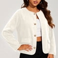 thumbnail image 2 of Wyongtao Womens Plus Size Jackets Single Breasted Collarless Cropped Tweed Blazers Dressy Business Fall Coat with Pockets (XL, White), 2 of 5