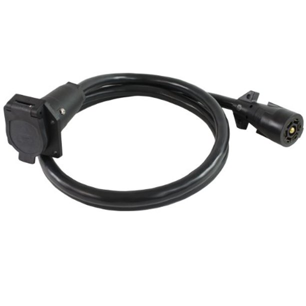 Conntek DoubleEnd 7 Way Plug Trailer Extension Cord (Black, 8Feet