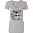 thumbnail image 3 of Inktastic Thyroid Cancer Survivor Butterfly Ribbon Women's V-Neck T-Shirt, 3 of 5