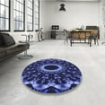 thumbnail image 3 of Ahgly Company Indoor Square Patterned Midnight Blue Area Rugs, 5' Square, 3 of 6