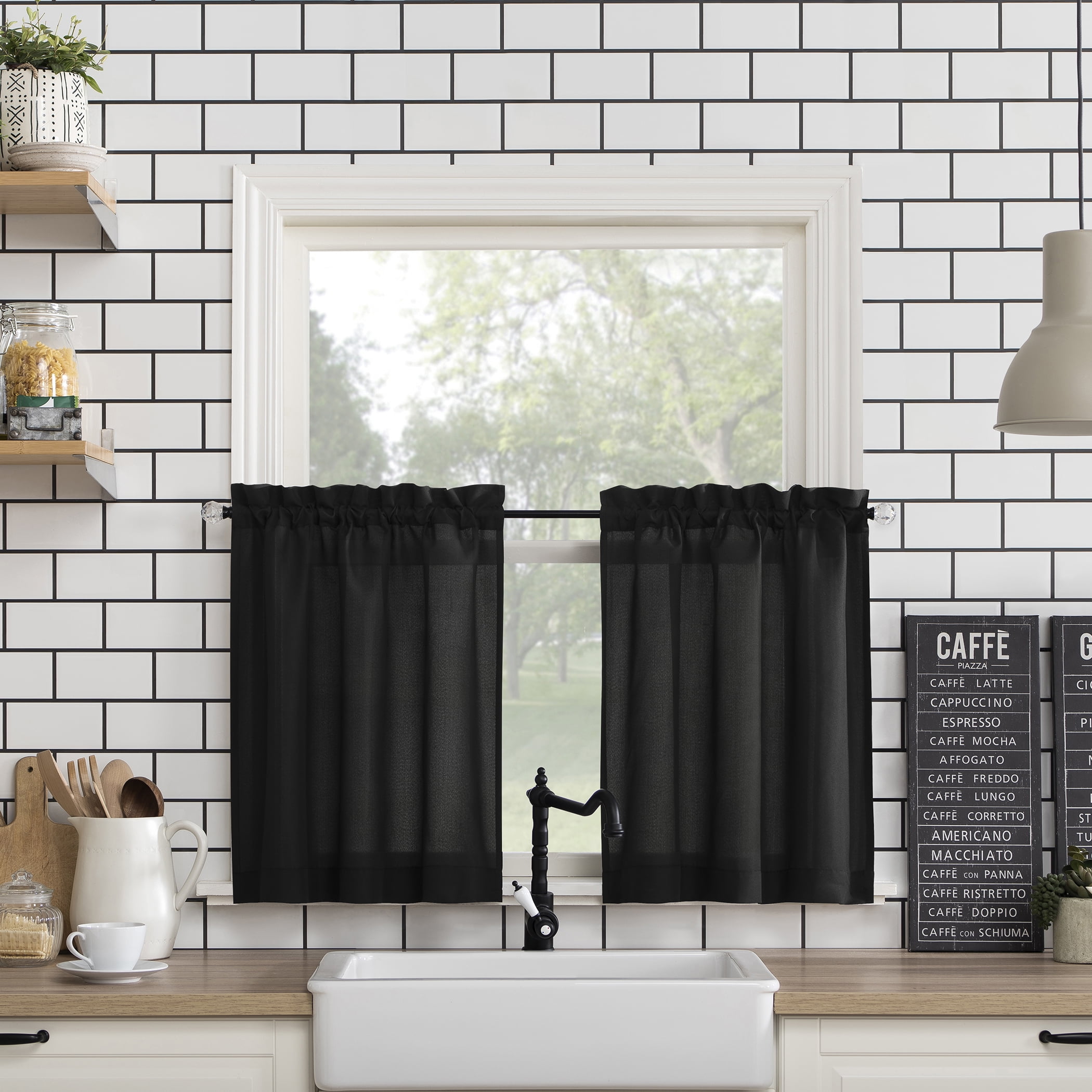  Tayney Kitchen Curtains Knife and Forks Utensil Window Curtains  and Valances Set 36 Inch, Black Short Tier Curtain for Kitchen, Cartoon  Small Kitchen Decor : Home & Kitchen