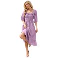 thumbnail image 2 of OYang Women's Short Sleeve Ruffle A-Line Dress, Casual Square Neck Puff Sleeves Dress for Ladies, 2 of 7