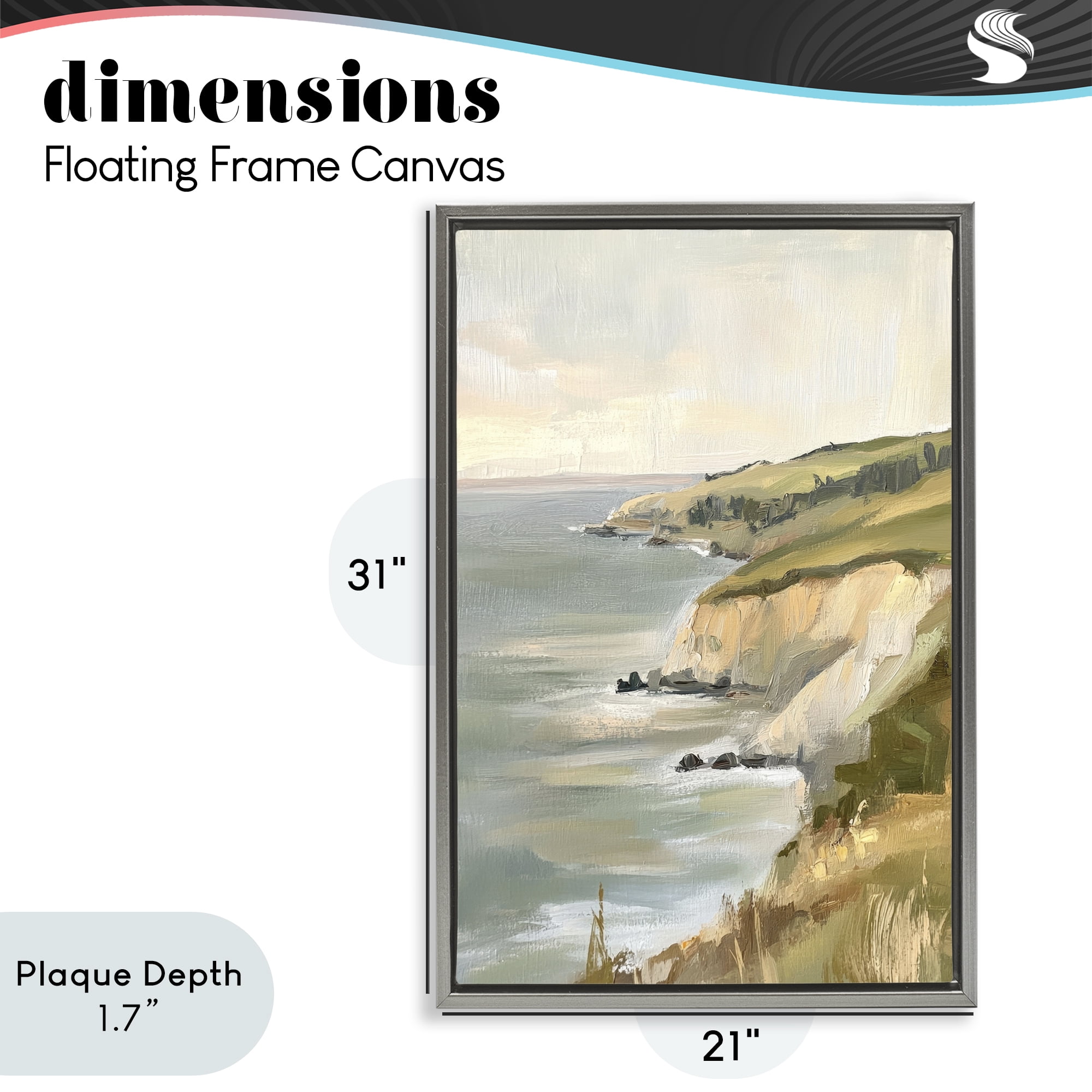 Stupell Industries Cliffs Off The Sea Gray Framed Floater Canvas Wall Art, design by Petal Prints Design