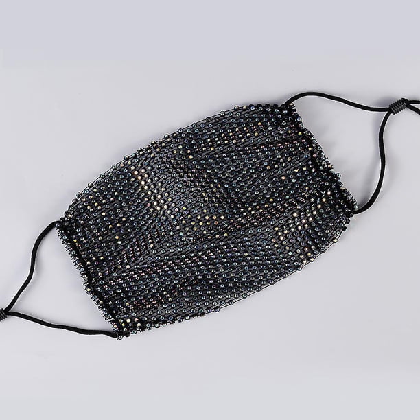 Tal 2021 Año Nuevo Brillante Diamante de imitación Elástico Diadema Transpirable Reutilizable Ajustable Cordón para la oreja El mejor regalo para mujeres Moda a prueba de polvo Negro