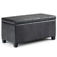 thumbnail image 3 of Dover 36 inch Wide Contemporary Storage Ottoman Bench in Distressed Brown Vegan Leather, 3 of 12