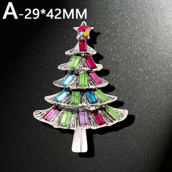 K-KED Christmas Crystal Santa Claus Brooch Pin Enamel Tree Snowman Xmas Jewellery Gift-A