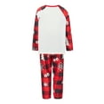 thumbnail image 4 of Elippeo Christmas Family Pajamas Matching Set Cartoon Letter Print Raglan Sleeve Tops and Elastic Plaid Pants Loungewear, 4 of 10