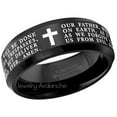 thumbnail image 3 of Jewelry Avalanche Lord's Prayer Tungsten Wedding Band Black Beveled Edge Tungsten Anniversary Band Polished Finish - #084LPs8.5, 3 of 3