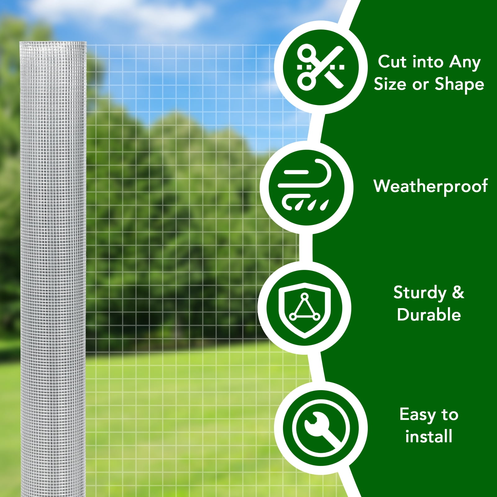 Accreate Hardware Cloth Chicken Wire Fence Galvanized Steel Mesh Rolled Fencing for Garden Supports Poultry Netting Cage Snake Fence Tree Guard