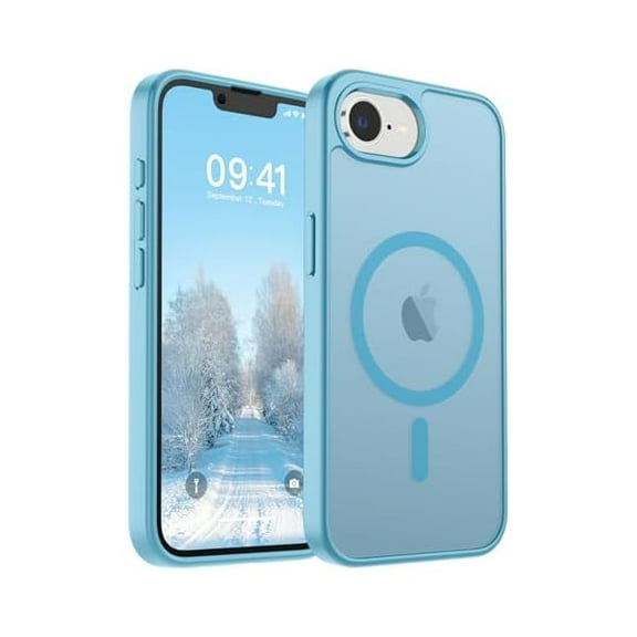 Magnetic for iPhone 16e Case 2025 (Compatible with MagSafe) (Military Grade Drop Protection) Slim Translucent Matte Shockproof with Anti-Fingerprint Phone Case,Light Blue