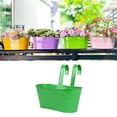 thumbnail image 3 of 1 Pcs Hanging Flower Pots,Metal Wall Planter Indoor Outdoor,Hanging Flower Pots With Detachable Hooks & Drain Holes,Metal Hanging Rail Planters,Oval Hanging Pots For Garden,(Green2,11x5.1x4.7 in), 3 of 7