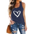 thumbnail image 2 of VNKIDY Womens Racerback Tank Top With Heart Graphic Print Sleeveless U Neck Lightweight Casual Streetwear Top For Summer Daily Wear Navy L, 2 of 4