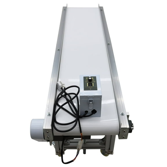 59" × 7.9" Electric Belt Conveyor with PVC Belt Adjustable Speed Desktop Conveyor Machine