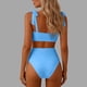 thumbnail image 5 of Trajes de baño para mujer, traje de baño de bikini de tirantes sin espalda de color liso para mujer, conjunto de bikini con bloques de color y hombros descubiertos, trajes de baño para mujer, trajes d, 5 of 5