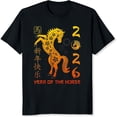 thumbnail image 2 of 100% Cotton Year Of The Horse 2026 Chinese New Year Zodiac Animal Horse Design Happy New Year T-Shirt, 2 of 5