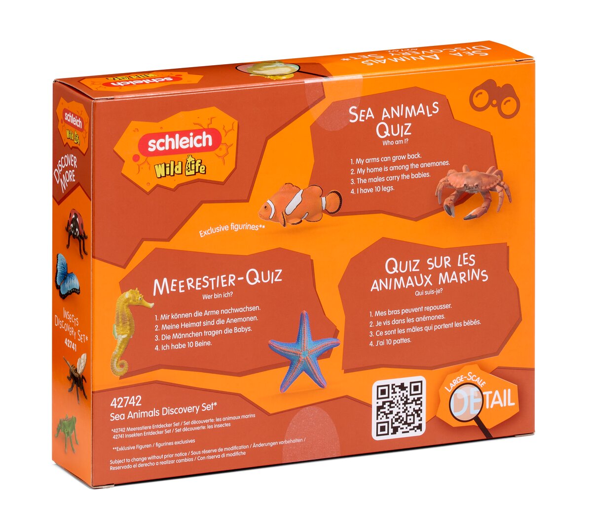 schleich Wild Life - 4 PC Sea Animals Discovery Set with Starfish, Clownfish, Seahorse and Crab Toys for Kids Ages 3+