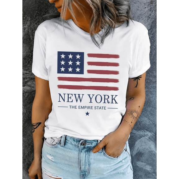 Black NYC American Flag Graphic T-Shirt – New York City Casual Streetwear Tee