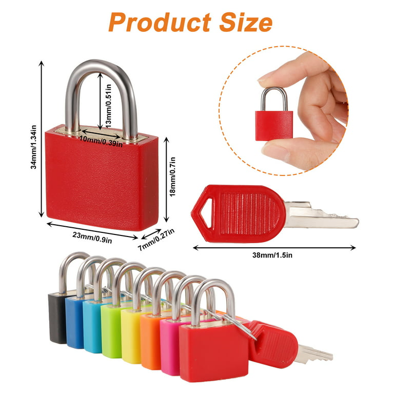 Knowbie 8 Pcs Luggage Locks with Keys, Locker Lock Small Luggage Padlocks, Suitcase Locks Metal Keyed Padlock for School Gym, 8 Colors(Lock)