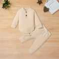 thumbnail image 3 of Coerni Toddler Baby Boy Girl Clothes Cotton Long Sleeve Romper and Long Pants New Born Solid Color Fall Winter Outfits, 3 of 3