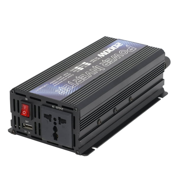 Inversor de Energía de 2000 W CC 12 V A CA 220 V 110 V Transformador de Energía para Automóvil, Convertidor de Voltaje para Automóvile Concchufe de 3 Pines y Puerto USB