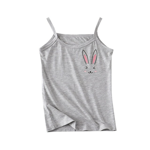 Débardeur Imprimé Mignon pour Filles, Respirant, Gris 5 Ans-6 Ans