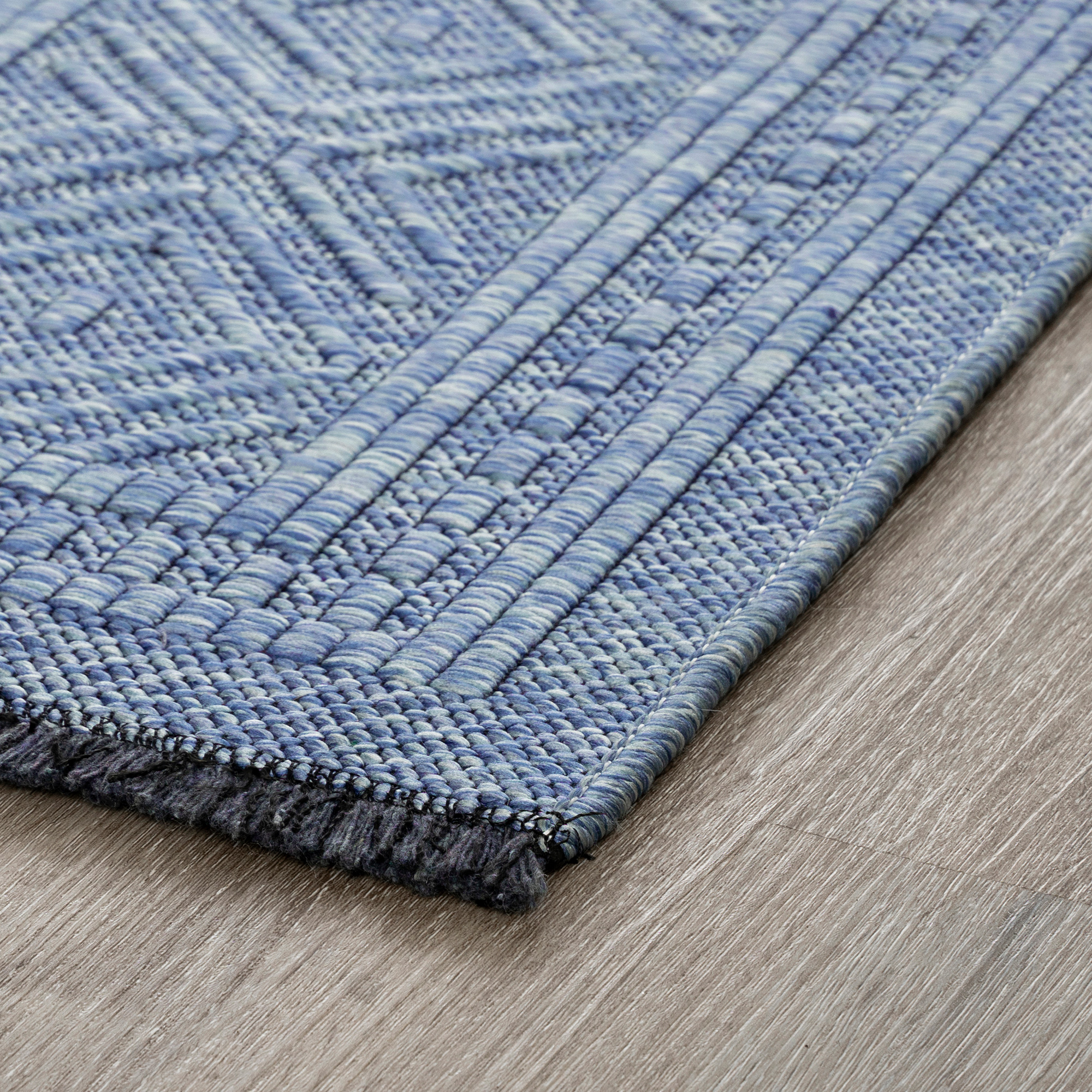 Alma Transitional 8' x 10' Blue and Azure Blue, Machine Washable Polyester & Cotton Indoor Area Rug