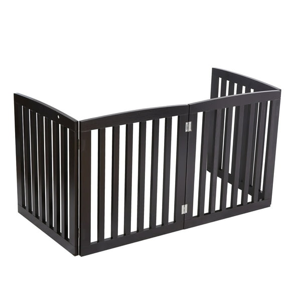 ZENY Entryway Indoor Wood Foldable Dog Pet Gate Fence 4 Panels, Brown