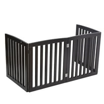 ZENY Entryway Indoor Wood Foldable Dog Pet Gate Fence 4 Panels, Brown