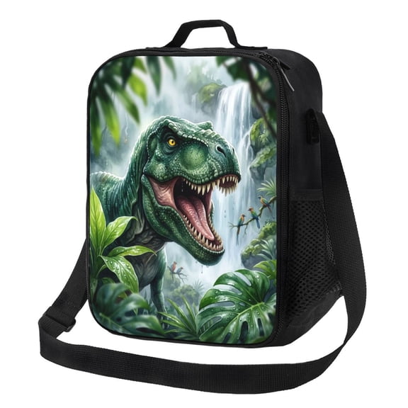 Dinosaur Lunch Box Insulated Thermal Lunch Bag Leakproof Large Capacity Reusable Lunch Box With Shoulder Strap Cooler Tote For Picnic Beach Travel Daily
