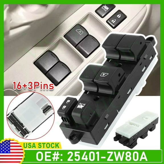 For Nissan Versa 2009-2018 Front Left Driver Side Power Window Switch 25401ZW80A