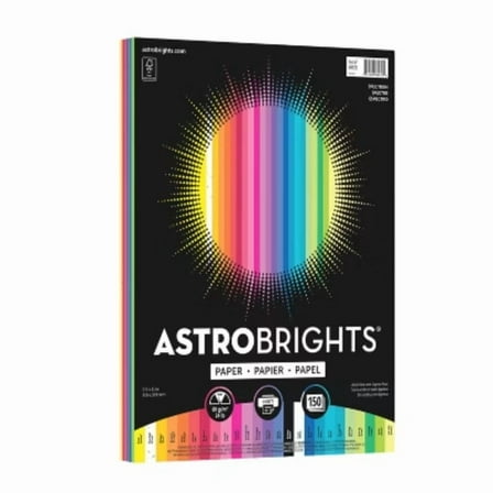Astrobrights 150ct Colored Printer Paper - Spectrum: 8.5x11", Multicolor, 24 lb, 100 Brightness, Art & Stationery