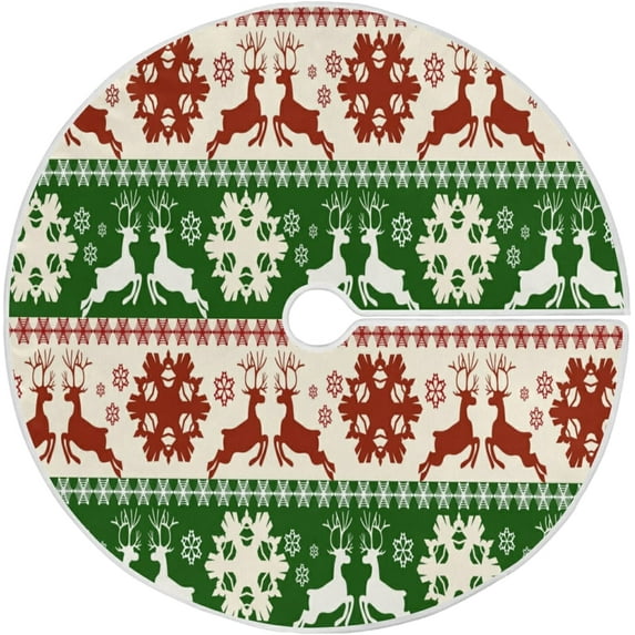 FMSHPON Christmas PatternDeers Xmas Christmas Tree Skirt Stand Mat for Holiday Party Decoration Indoor Outdoor 36 inches