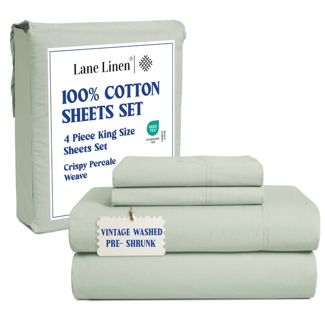 Juego de sábanas y fundas de almohada LANE LINEN, 100% algodón, tamaño king
