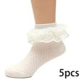 thumbnail image 2 of FJUCHAI Toddler Girls Dance Mesh Socks 5 Pairs Kids Thin Lace Bow Socks Dress Princess Socks, 2 of 6