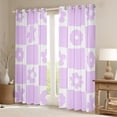 thumbnail image 2 of Homewish Cartoon Purple Flowers Blackout Curtains Set of 2 (52x84 Each) for Female Men Teens,Retro Vintage Floral Window Curtains,Geometric Grid Buffalo Curtains and Drapes,Microfiber Bedroom Decor, 2 of 6
