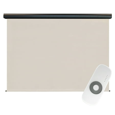 10 Ft Outdoor Shades Keystone Fabrics Premier 4' x 8' Rechargeable Motorized Outdoor Sun Shade with Protective Valance and Remote, Sand Dune ()