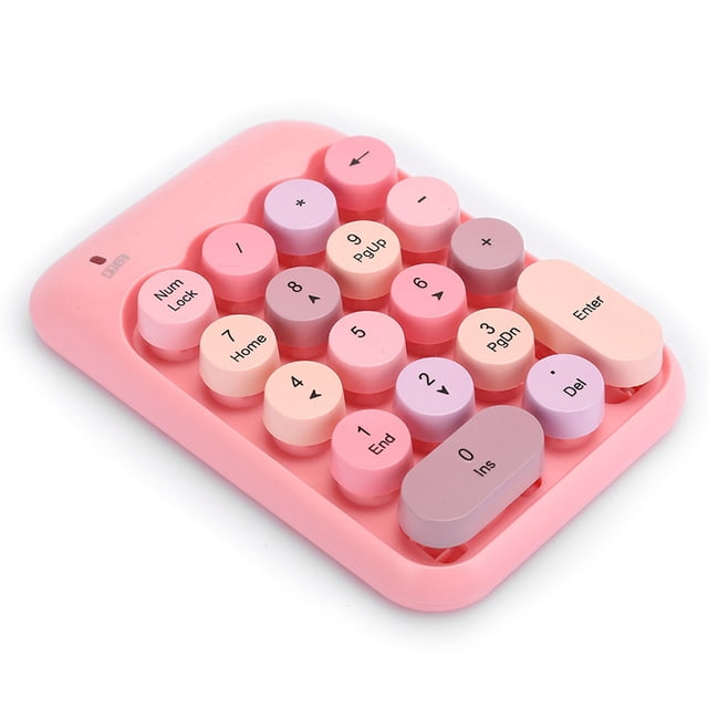 Mini teclado numérico inalámbrico de 2,4 G, vintage, colorido, redondo, resistente al agua, 18 teclas para contabilidad financiera
