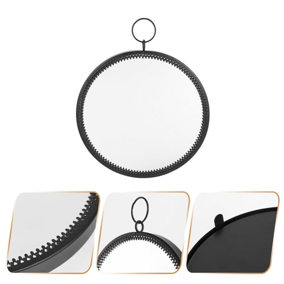 HOMEMAXS Round Hanging Hanging Vanity Mirror Vanity Mirror Art Mirror 22x18cm Black
