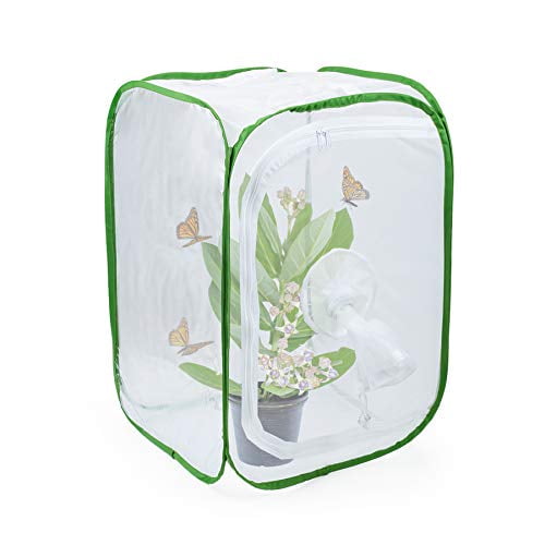 RESTCLOUD Insect and Butterfly Habitat Cage Terrarium Pop-up 24 Inches Tall Polyester Bottom for Easier Clean 