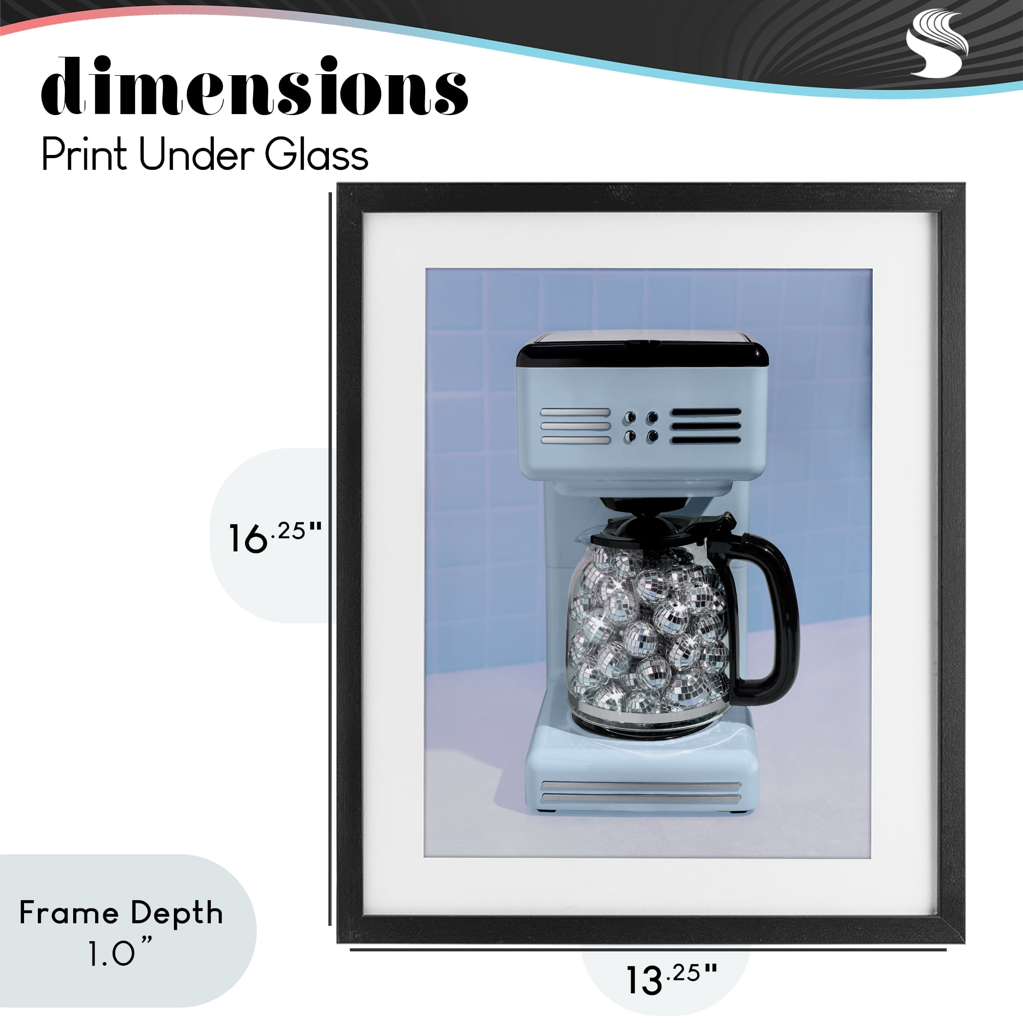 Stupell Industries Disco Coffee Maker over Blue Black Framed Print Under Glass, design by LISH Creative