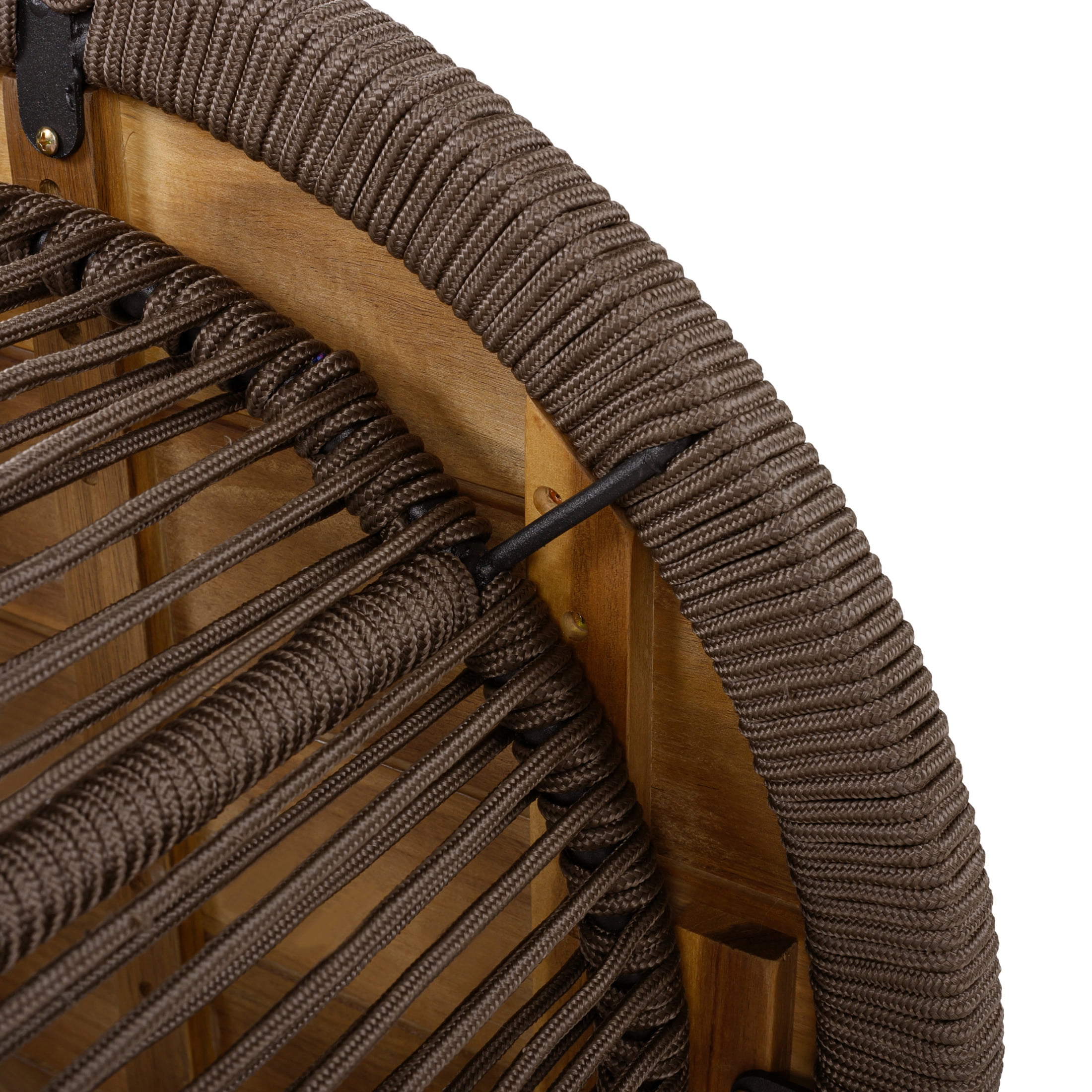 Christopher Knight Home Conical Round Wood Side Table with Rope Frame, Weather-Resistant, Dark Beige