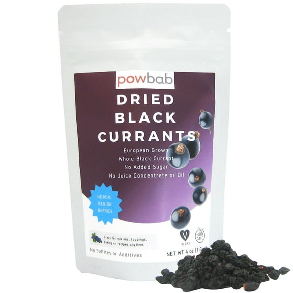powbab Dried Black Currants - 100% Ribes Nigrum Berries, Unsweetened (4 oz)
