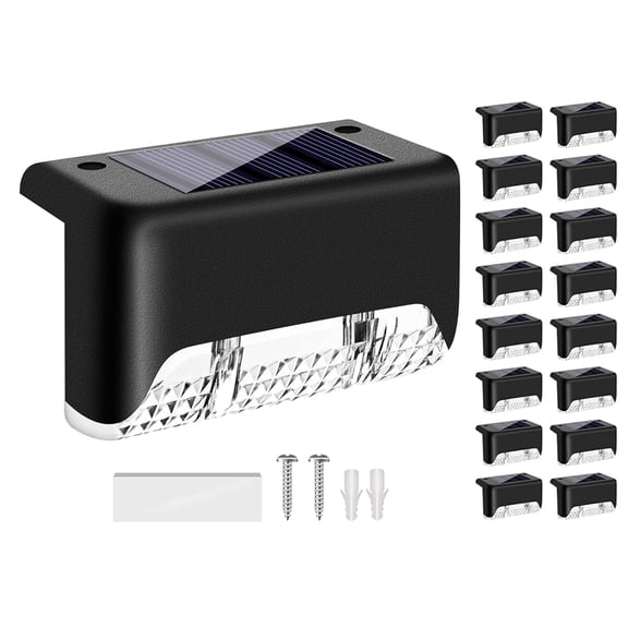 Beloadence Solar Deck Lights, Outdoor Solar Lights, Outdoor Decor, Automatic Sensing, Waterproof Solar Step Lights, Warm White, 16 Pack