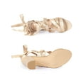 thumbnail image 5 of BLISSFUL STEP Women's Satin Lace Up Chunky High Heel Sandals Champagne 9.5, 5 of 8