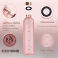 thumbnail image 4 of Botella de agua portátil a prueba de fugas con marcador de tiempo, sin BPA esmerilada botellas de bebida, deportes de Fitness, viajes al aire libre, 32 OZ, 1L, 4 of 4