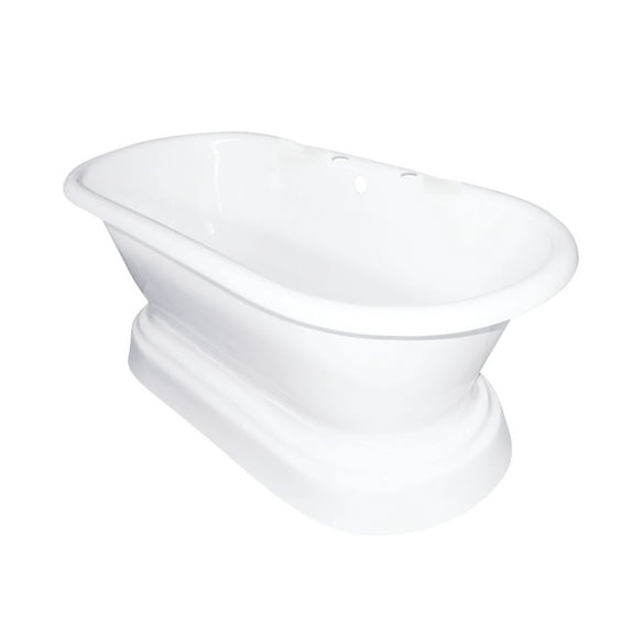 Aqua Eden VCT7D663025 66" Cast Iron Oval Double Ended Pedestal Tub (7" Faucet Drillings), White