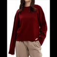thumbnail image 2 of Suéteres de Cuello Redondo para Mujer, Conjuntos de Otoño, Tops de Punto Acanalado de Larga A Vino Tinto S, 2 of 10