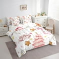 thumbnail image 4 of Manfei Watercolor Xmas Tree Twin Bedding Sets 7-Piece for Kids, Kawaii Pink Reindeer Bedding Comforter Set, Funny Santa Claus Reversible Sheet Sets, Microfiber Bedroom Decor, 4 of 8